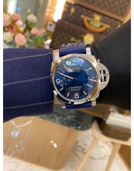 (LIKE NEW) 2022 PANERAI LUMINOR MARINA REF PAM01313 BLUE DIAL 44MM AUTOMATIC WATCH -FULL SET-