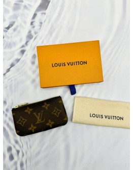 (UNUSED) LOUIS VUITTON KEY POUCH IN BROWN MONOGRAM CANVAS -FULL SET-