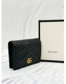 GUCCI GG MARMONT CARD CASE WALLET IN BLACK MATELASSE LEATHER -FULL SET-