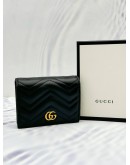 GUCCI GG MARMONT CARD CASE WALLET IN BLACK MATELASSE LEATHER -FULL SET-