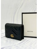 GUCCI GG MARMONT CARD CASE WALLET IN BLACK MATELASSE LEATHER -FULL SET-