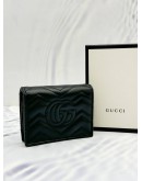 GUCCI GG MARMONT CARD CASE WALLET IN BLACK MATELASSE LEATHER -FULL SET-