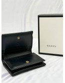 GUCCI GG MARMONT CARD CASE WALLET IN BLACK MATELASSE LEATHER -FULL SET-