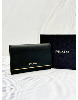 PRADA 1MC004 CARD CASE WALLET IN BLACK SAFFIANO LEATHER