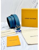 LOUIS VUITTON REVERSIBLE BELT SIZE 95/38 IN BLACK BLUE CALFSKIN LEATHER -FULL SET-