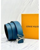 LOUIS VUITTON REVERSIBLE BELT SIZE 95/38 IN BLACK BLUE CALFSKIN LEATHER -FULL SET-