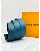 LOUIS VUITTON REVERSIBLE BELT SIZE 95/38 IN BLACK BLUE CALFSKIN LEATHER -FULL SET-