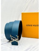 LOUIS VUITTON REVERSIBLE BELT SIZE 95/38 IN BLACK BLUE CALFSKIN LEATHER -FULL SET-