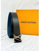 LOUIS VUITTON REVERSIBLE BELT SIZE 95/38 IN BLACK BLUE CALFSKIN LEATHER -FULL SET-