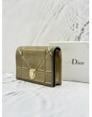 CHRISTIAN DIOR DIORAMA WALLET ON CHAIN IN CHAMPAGNE MICRO CANNAGE METALLIC CALFSKIN LEATHER -FULL SET-