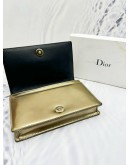 CHRISTIAN DIOR DIORAMA WALLET ON CHAIN IN CHAMPAGNE MICRO CANNAGE METALLIC CALFSKIN LEATHER -FULL SET-