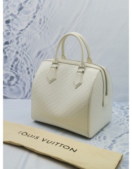 LOUIS VUITTON WHITE DAMIER FACETTE SPEEDY SUBE MM HANDLE BAG