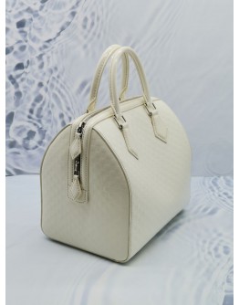 LOUIS VUITTON WHITE DAMIER FACETTE SPEEDY SUBE MM HANDLE BAG