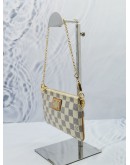 LOUIS VUITTON POCHETTE MILLA WHITE DAMIER AZUR CANVAS SMALL CHAIN BAG 