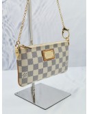 LOUIS VUITTON POCHETTE MILLA WHITE DAMIER AZUR CANVAS SMALL CHAIN BAG 