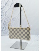 LOUIS VUITTON POCHETTE MILLA WHITE DAMIER AZUR CANVAS SMALL CHAIN BAG 