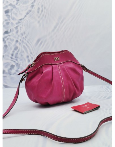 LANCEL FUSHIA ROSE LEATHER CROSSBODY BAG