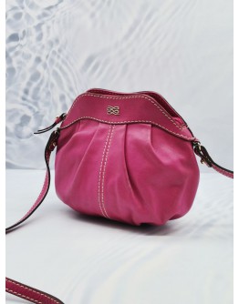 LANCEL FUSHIA ROSE LEATHER CROSSBODY BAG