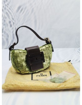 FENDI MATCHA GREEN MINI SEQUIN CROISSANT BAG