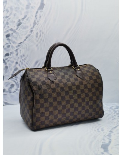 LOUIS VUITTON SPEEDY 30 BROWN DAMIER EBENE CANVAS HANDLE BAG 