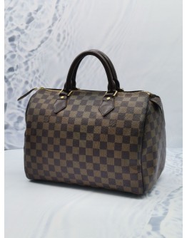 LOUIS VUITTON SPEEDY 30 BROWN DAMIER EBENE CANVAS HANDLE BAG 