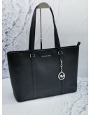 MICHEAL KORS LARGE TOTE ZIPPED SHOULDER BAG IN BLACK LEATHER SILVER HARDWARE