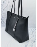 MICHEAL KORS LARGE TOTE ZIPPED SHOULDER BAG IN BLACK LEATHER SILVER HARDWARE