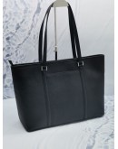 MICHEAL KORS LARGE TOTE ZIPPED SHOULDER BAG IN BLACK LEATHER SILVER HARDWARE