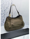 FENDI ZUCCHINO MEDIUM HOBO SHOUDLER BAG IN CANVAS / LEATHER 