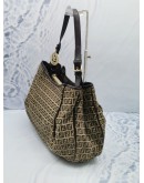 FENDI ZUCCHINO MEDIUM HOBO SHOUDLER BAG IN CANVAS / LEATHER 