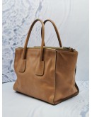 PRADA BN2619 CARAMEL BROWN CALFSKIN LETAHER TWIN POCKET DOUBLE HANDLE BAG WITH ADJUSTABLE STRAP