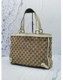 GUCCI BEIGE GG CANVAS / WHITE LEATHER ABBEY D SHOULDER BAG