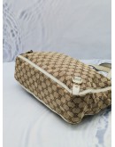 GUCCI BEIGE GG CANVAS / WHITE LEATHER ABBEY D SHOULDER BAG