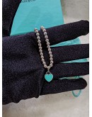 (LIKE NEW) 2024 TIFFANY & CO BEAD BRACELET IN SILVER  , TIFFANY BLUE WITH A DIAMOND -FULL SET-