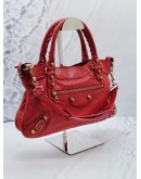 BALENCIAGA GIANT 12 HOT RED LAMBSKIN LEATHER GOLD STUD SMALL CITY BAG 