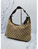 GUCCI MEDIUM ICON BIT HOBO SHOULDER BAG IN BEIGE BROWN GG CANVAS / LEATHER TRIM 