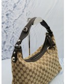 GUCCI MEDIUM ICON BIT HOBO SHOULDER BAG IN BEIGE BROWN GG CANVAS / LEATHER TRIM 