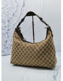 GUCCI MEDIUM ICON BIT HOBO SHOULDER BAG IN BEIGE BROWN GG CANVAS / LEATHER TRIM 