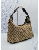 GUCCI MEDIUM ICON BIT HOBO SHOULDER BAG IN BEIGE BROWN GG CANVAS / LEATHER TRIM 