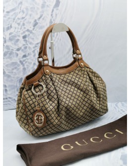 GUCCI SUKEY DIAMANTE GG CANVAS TOTE SHOULDER BAG