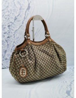 GUCCI SUKEY DIAMANTE GG CANVAS TOTE SHOULDER BAG