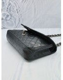 CHANEL CLASSIC MEDIUM SILVER HARDWARE DOUBLE FLAP CHAIN BAG IN BLACK LAMBSKIN LEATHER