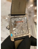 (UNUSED) CARTIER TANK MC REF W5310026 PLATINUM 950 SKELETON MOVEMENT PERFECT WATCH YEAR 2021 WATCH -FULL SET-