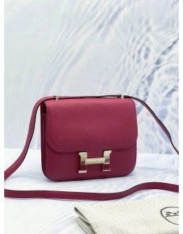 HERMES CONSTANCE 18 ROSE POURPRE EPSOM PHW BAG STAMP C YEAR 2018 