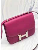 HERMES CONSTANCE 18 ROSE POURPRE EPSOM PHW BAG STAMP C YEAR 2018 