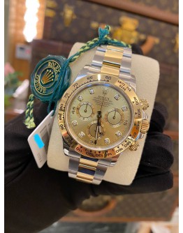 (LIKE NEW) ROLEX DAYTONA COSMOGRAPH HALF 18K 750 YELLOW GOLD REF 116503 CHAMPAGNE DIAL 40MM AUTOMATIC YEAR 2017 WATCH -FULL SET-