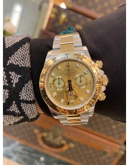 (LIKE NEW) ROLEX DAYTONA COSMOGRAPH HALF 18K 750 YELLOW GOLD REF 116503 CHAMPAGNE DIAL 40MM AUTOMATIC YEAR 2017 WATCH -FULL SET-