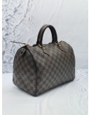 LOUIS VUITTON SPEEDY 30 BROWN DAMIER EBENE CANVAS HANDLE BAG WITH KEYLOCK