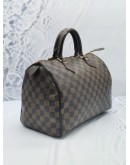 LOUIS VUITTON SPEEDY 30 BROWN DAMIER EBENE CANVAS HANDLE BAG WITH KEYLOCK