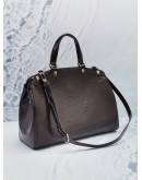 LOUIS VUITTON BREA MM HANDLE BAG WITH STRAP IN DARK MAROON EPI PATENT LEATHER